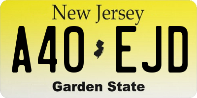 NJ license plate A40EJD