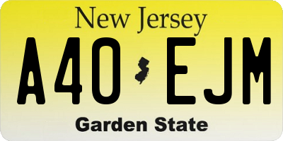NJ license plate A40EJM