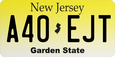 NJ license plate A40EJT
