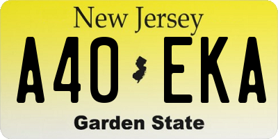 NJ license plate A40EKA