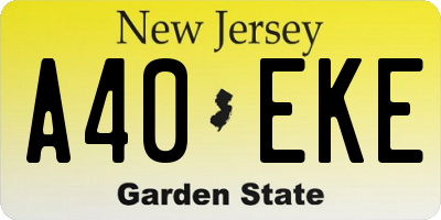NJ license plate A40EKE