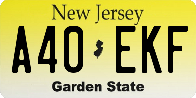 NJ license plate A40EKF