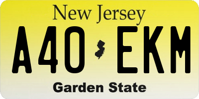 NJ license plate A40EKM