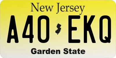 NJ license plate A40EKQ