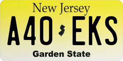 NJ license plate A40EKS