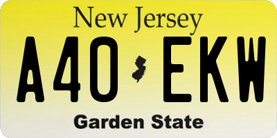 NJ license plate A40EKW