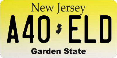 NJ license plate A40ELD