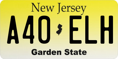 NJ license plate A40ELH