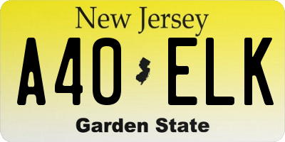 NJ license plate A40ELK