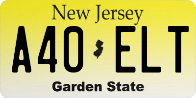 NJ license plate A40ELT