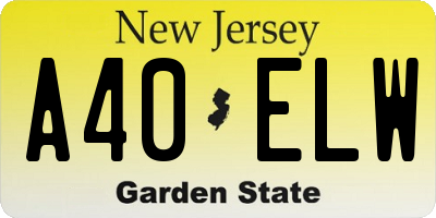 NJ license plate A40ELW