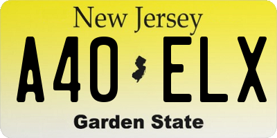 NJ license plate A40ELX