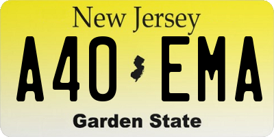 NJ license plate A40EMA
