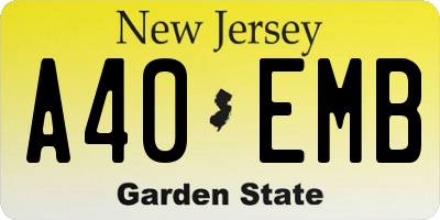 NJ license plate A40EMB