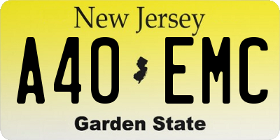 NJ license plate A40EMC