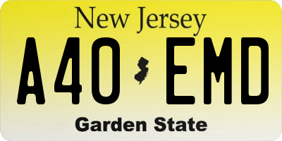 NJ license plate A40EMD