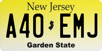 NJ license plate A40EMJ