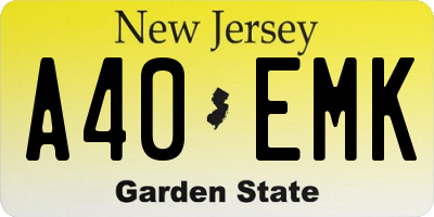 NJ license plate A40EMK
