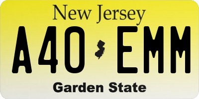 NJ license plate A40EMM