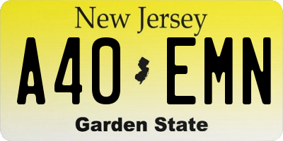 NJ license plate A40EMN