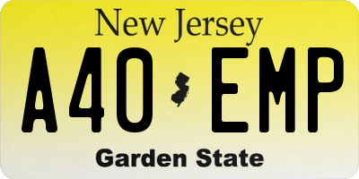 NJ license plate A40EMP