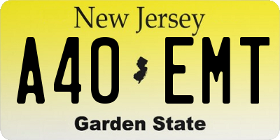 NJ license plate A40EMT