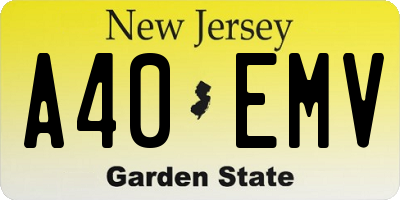 NJ license plate A40EMV