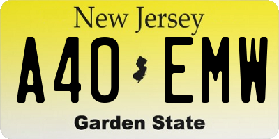 NJ license plate A40EMW