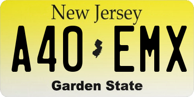 NJ license plate A40EMX