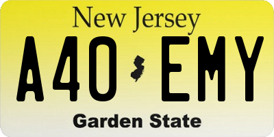 NJ license plate A40EMY