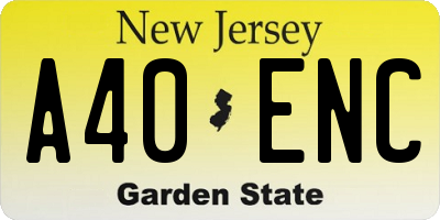 NJ license plate A40ENC