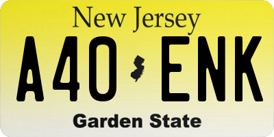 NJ license plate A40ENK