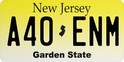 NJ license plate A40ENM