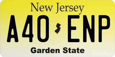 NJ license plate A40ENP