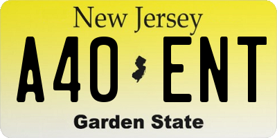 NJ license plate A40ENT