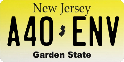 NJ license plate A40ENV