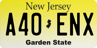 NJ license plate A40ENX