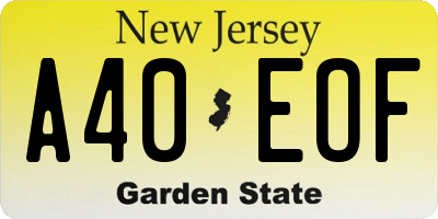 NJ license plate A40EOF