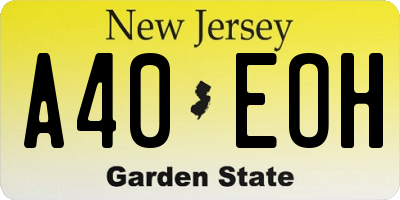 NJ license plate A40EOH