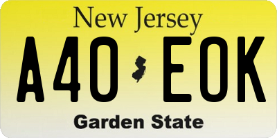 NJ license plate A40EOK