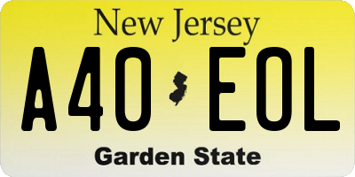NJ license plate A40EOL