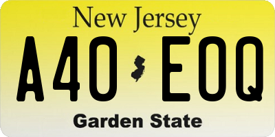 NJ license plate A40EOQ