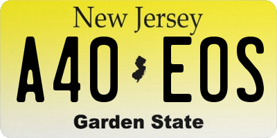 NJ license plate A40EOS