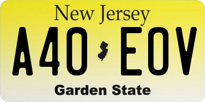 NJ license plate A40EOV