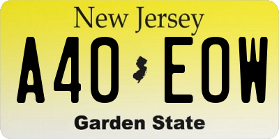 NJ license plate A40EOW
