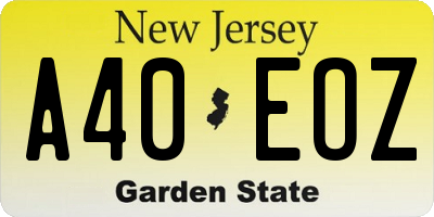 NJ license plate A40EOZ