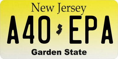 NJ license plate A40EPA