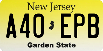NJ license plate A40EPB