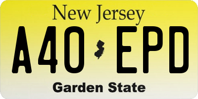 NJ license plate A40EPD