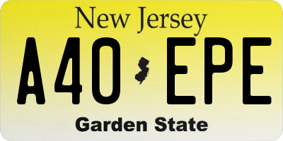 NJ license plate A40EPE